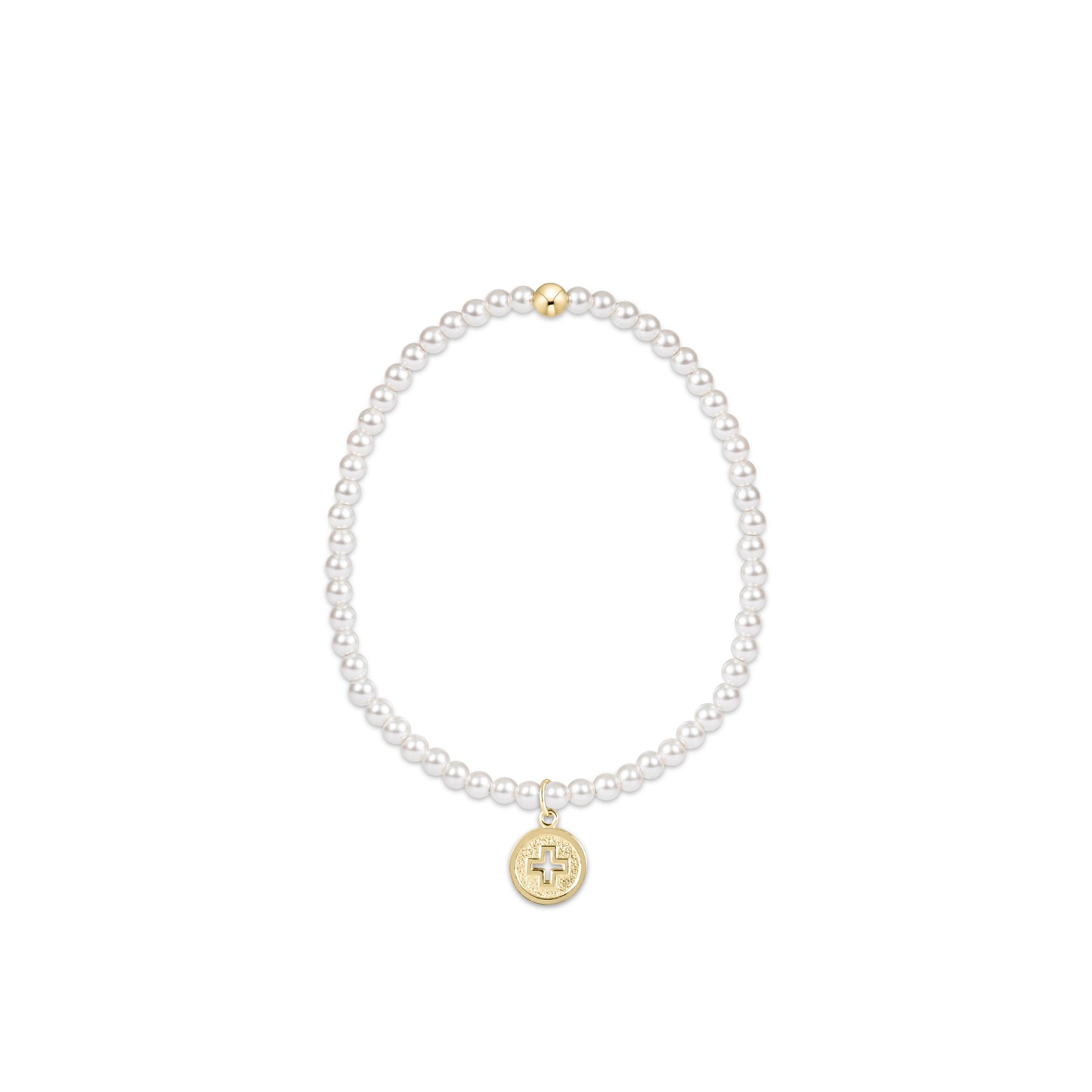 Enewton - Classic Pearl 3mm Bead Bracelet - Signature Cross Gold Disc - Findlay Rowe Designs
