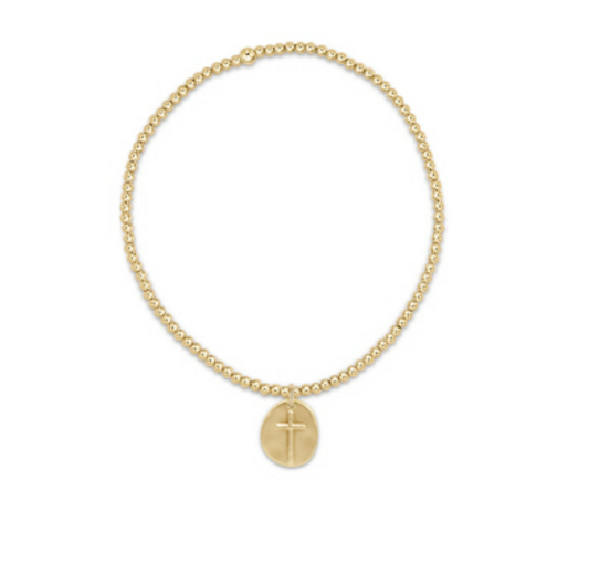 Enewton Extends - Classic Gold 2mm Bead Bracelet - Inspire Small Gold Cross Charm - Findlay Rowe Designs