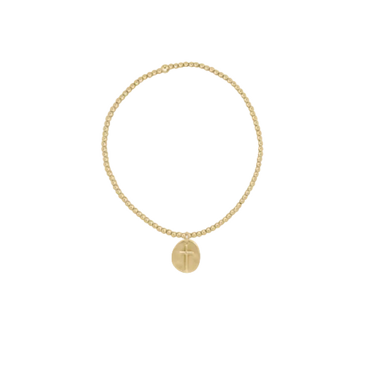Enewton Extends - Classic Gold 2mm Bead Bracelet - Inspire Small Gold Cross Charm - Findlay Rowe Designs