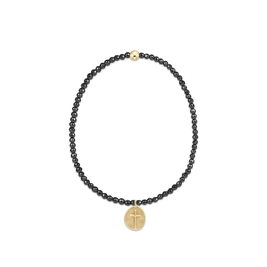 Enewton - Faceted Hematite 2mm Bead Bracelet - Inspire Small Gold Charm - Findlay Rowe Designs