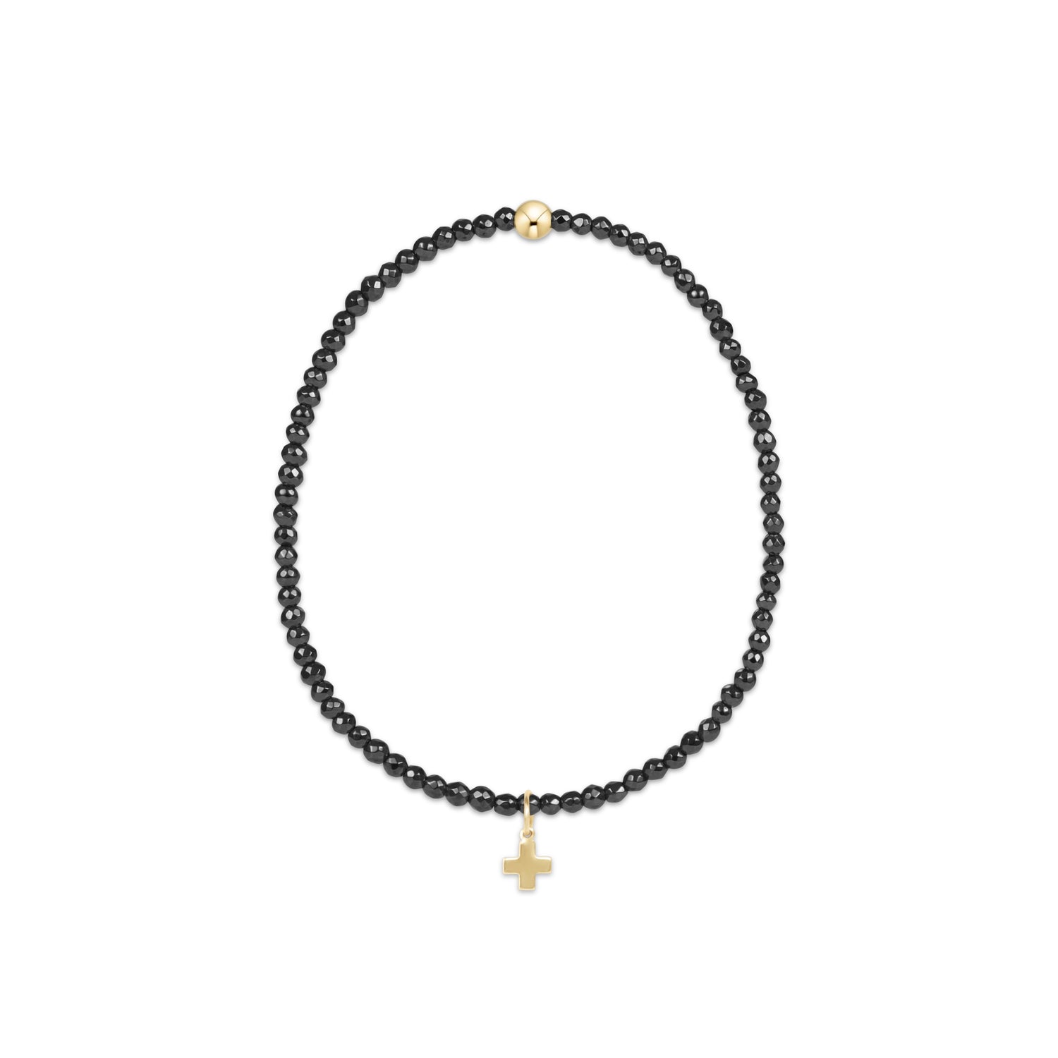 Enewton - Faceted Hematite 2mm Bead Bracelet - Signature Cross Gold Charm - Findlay Rowe Designs