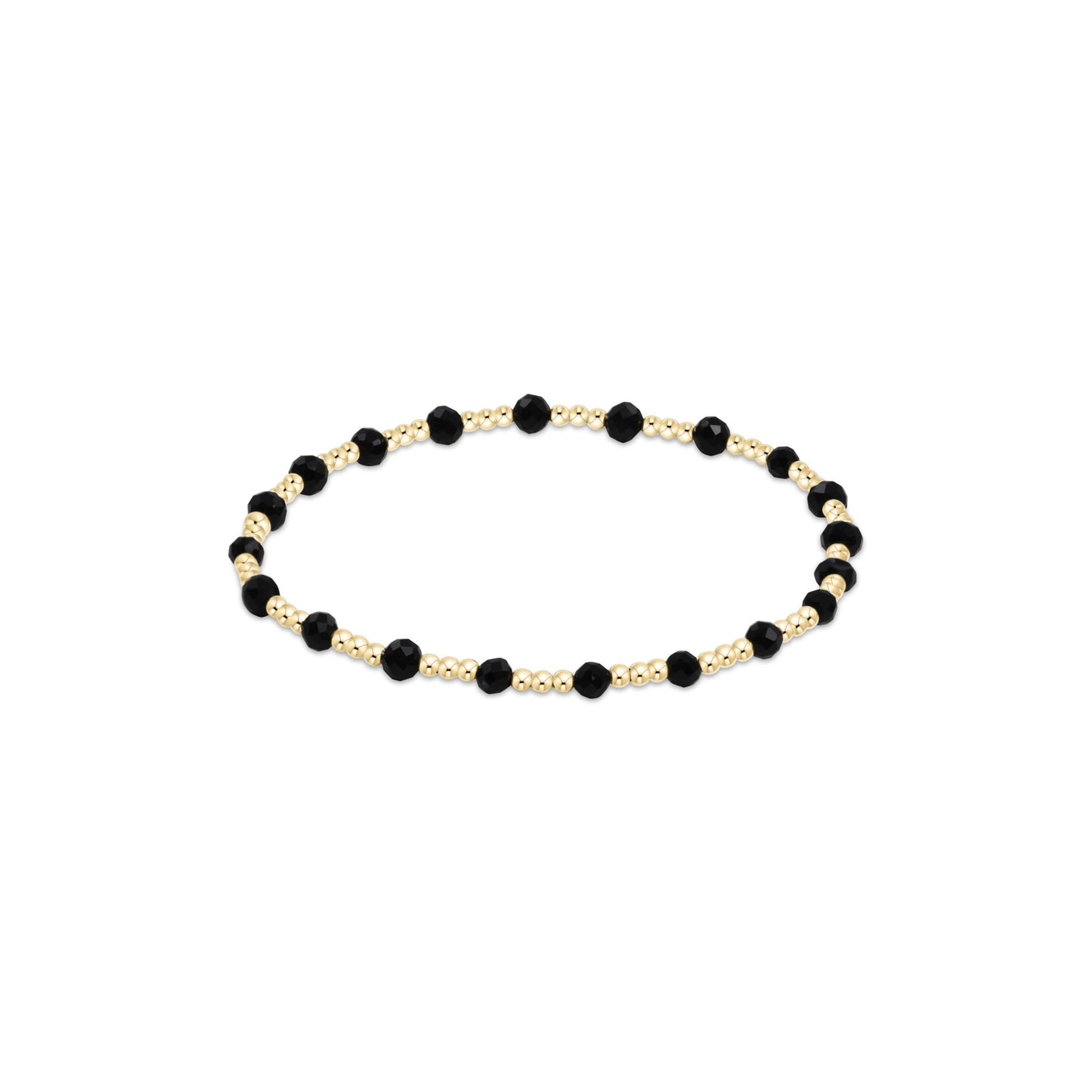 Enewton - Gemstone Gold Sincerity Pattern 3mm Bead Bracelet - Faceted Onyx - Findlay Rowe Designs