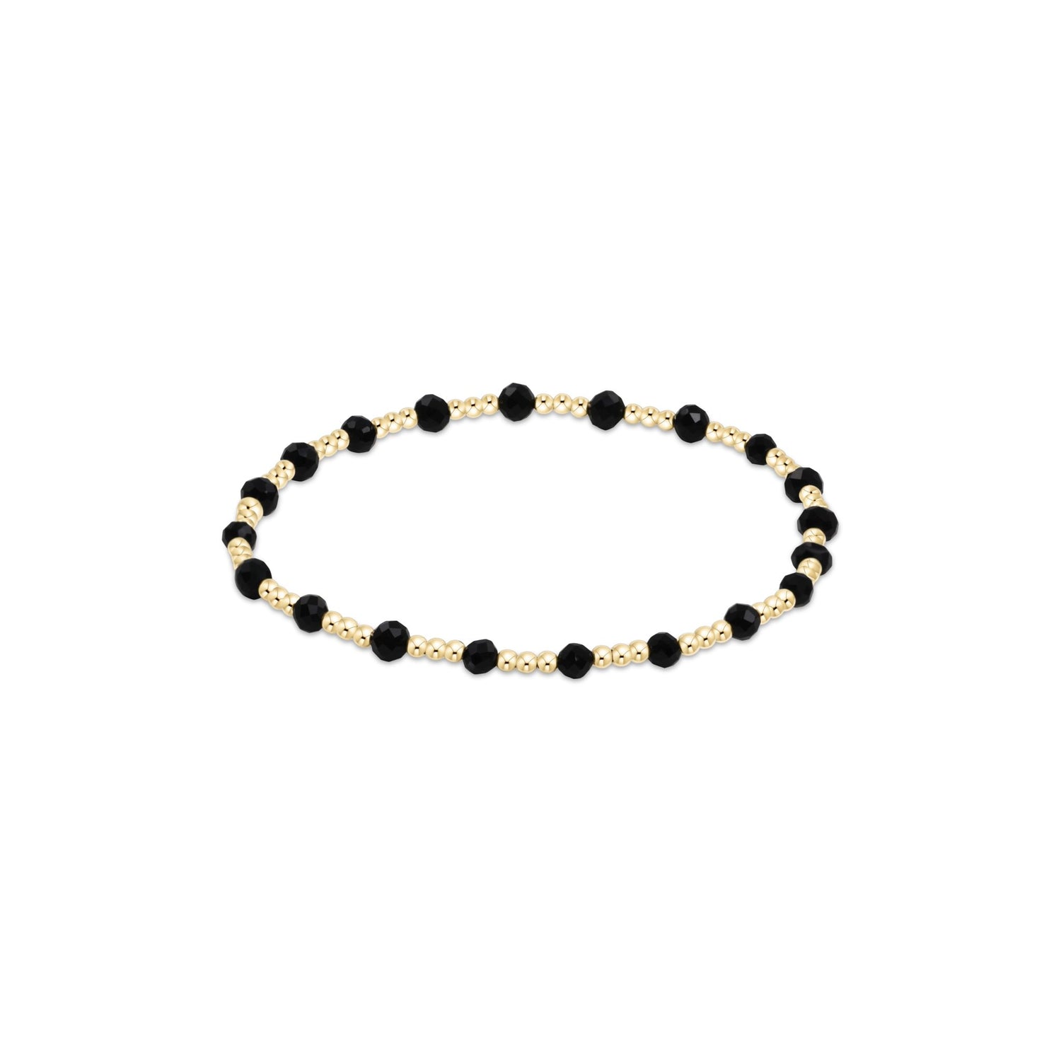 Enewton - Gemstone Gold Sincerity Pattern 3mm Bead Bracelet - Faceted Onyx - Findlay Rowe Designs