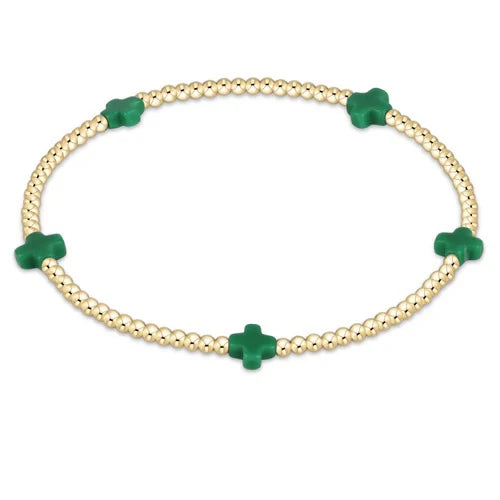 Enewton - Signature Cross Gold Small 2mm Bracelet - Emerald - Findlay Rowe Designs