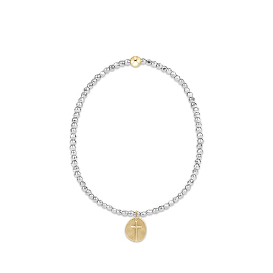 Enewton - Silver Faceted Hematite 2mm Bead Bracelet - Inspire Small Gold Charm - Findlay Rowe Designs