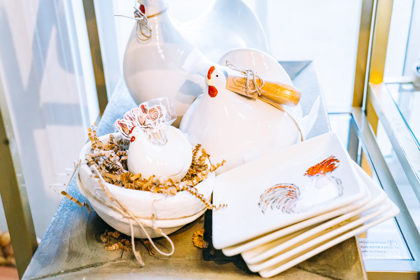 Mud Pie - Hen Figurine - Stoneware White - Findlay Rowe Designs