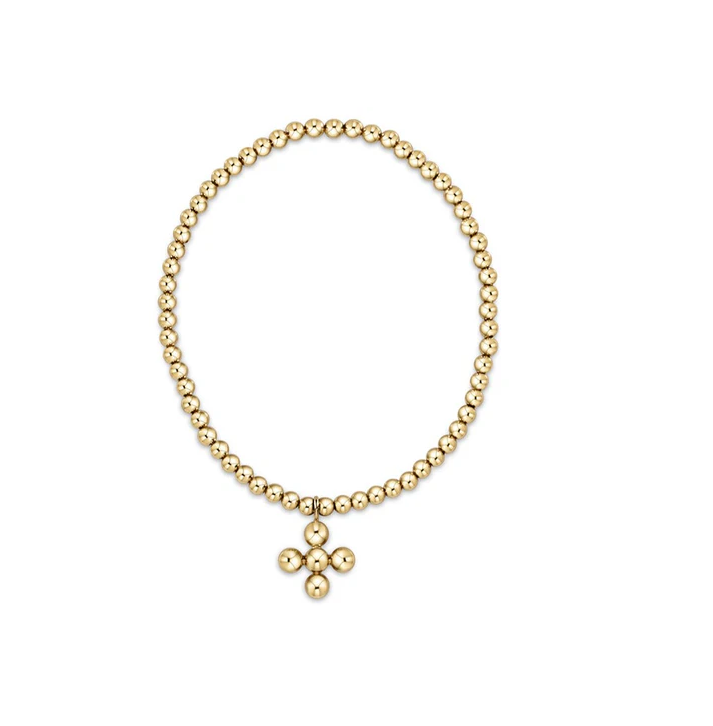 Enewton - classic gold 3mm bead bracelet - Classic Beaded Signature Cross Gold Charm - 4mm - Findlay Rowe Designs