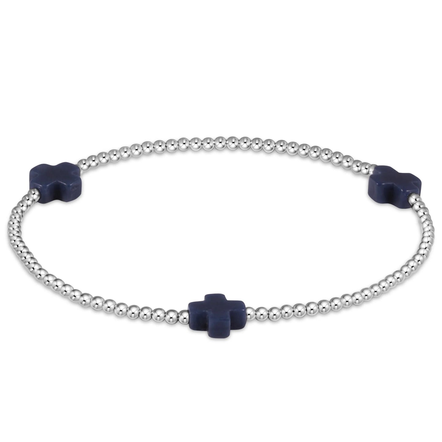 Enewton - Signature Cross Sterling 3mm Bead Bracelet - Navy - Findlay Rowe Designs