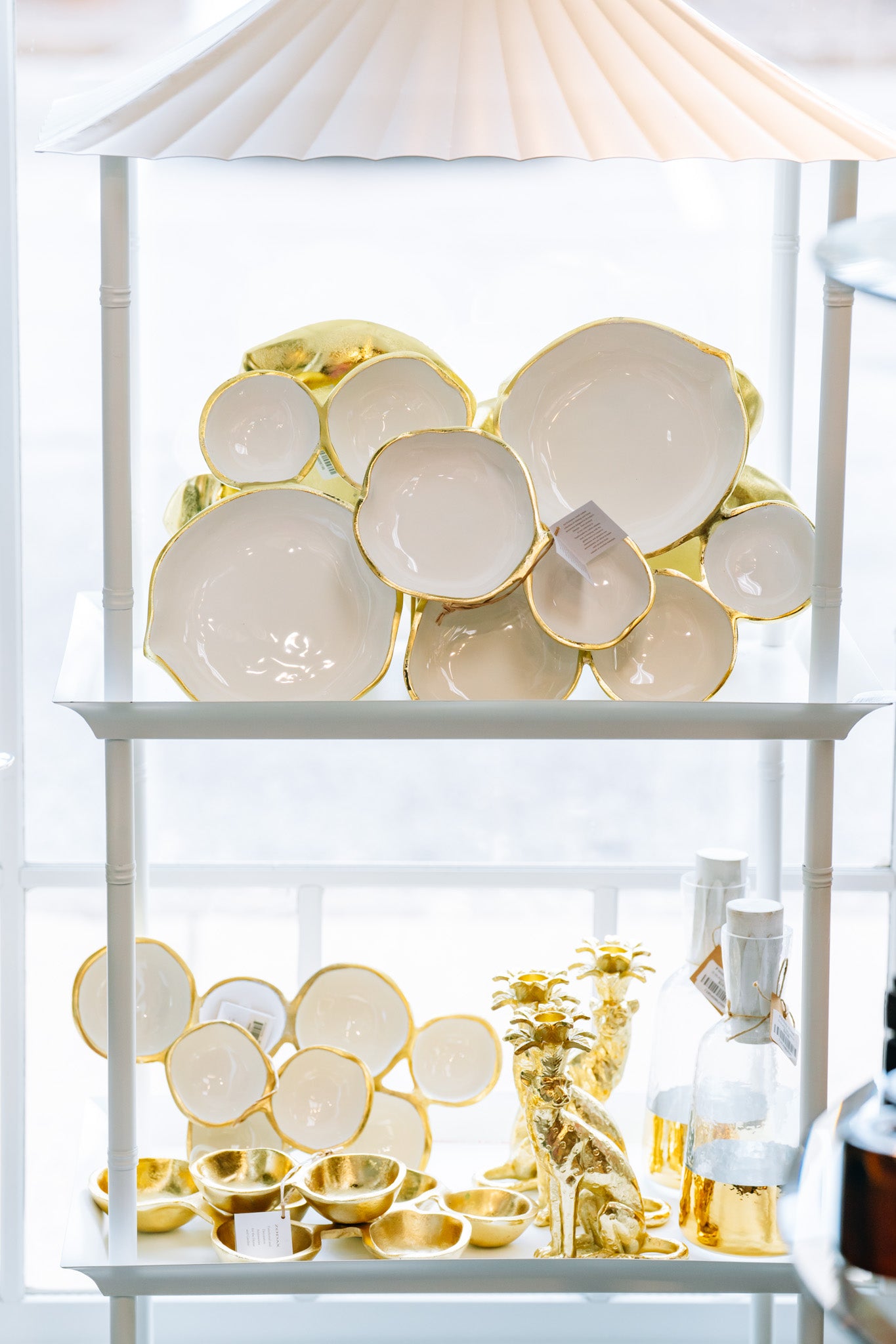 Zodax - Cluster of 8 Round Serving Bowls - Gold/White - Findlay Rowe Designs