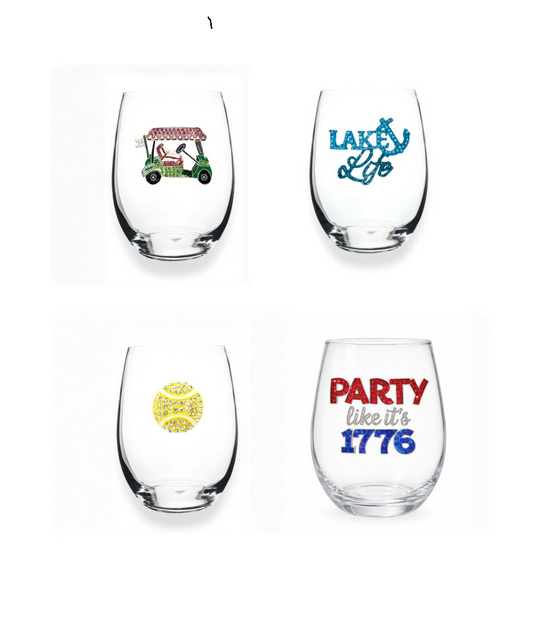 Queens Jewels - Stemless Wine - Jeweled - Findlay Rowe Designs
