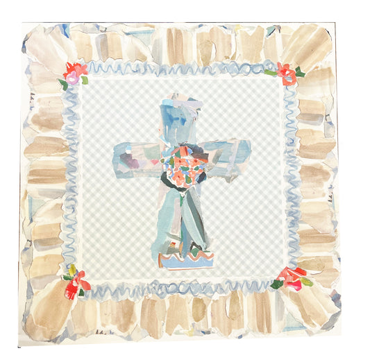 Rosanne Beck - Placemat Square - Blue Cross - Findlay Rowe Designs