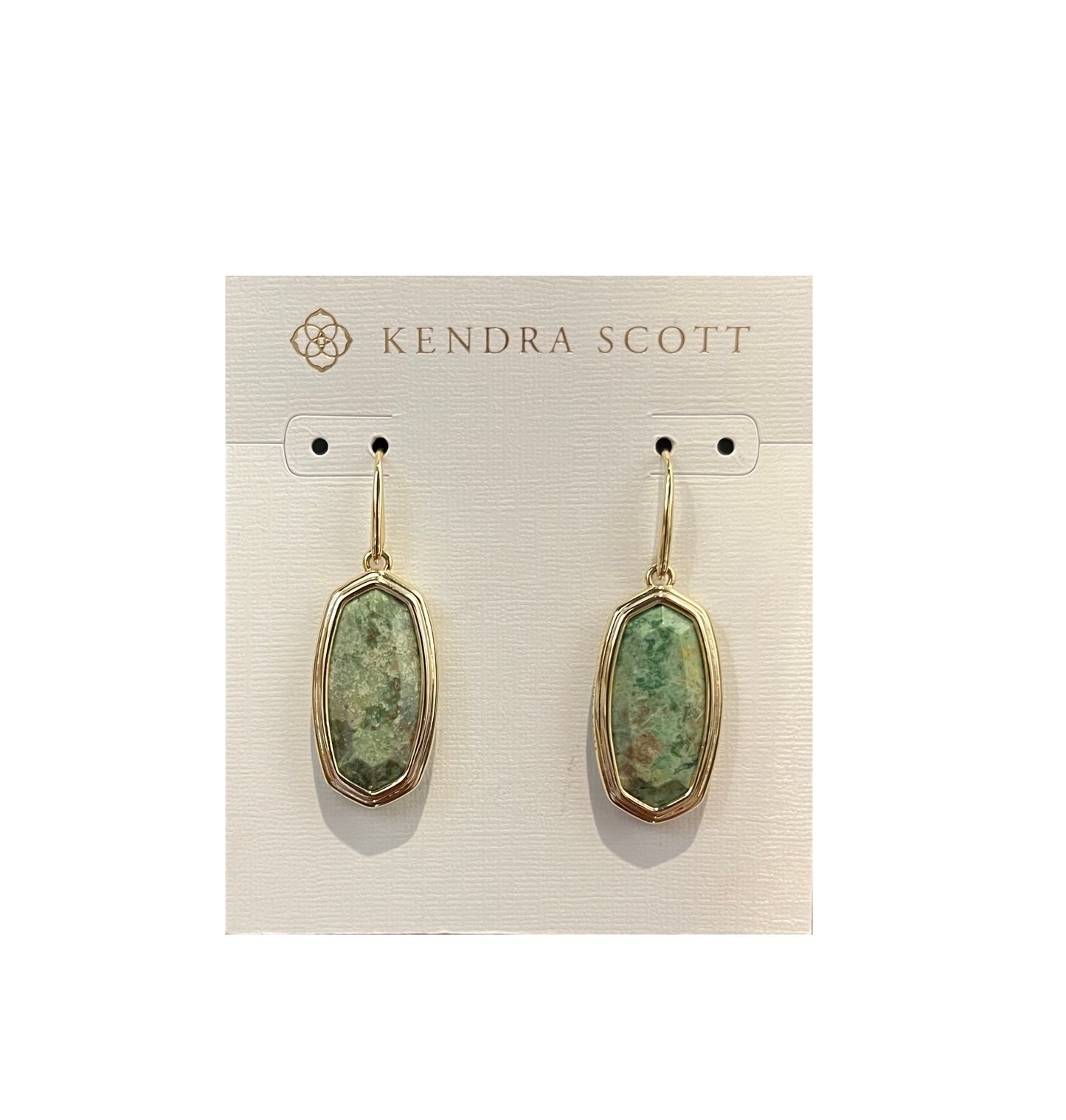 Clearance - Kendra Scott - Framed Dani Gold Drop Earrings - Sea Green Chrysocolla - Findlay Rowe Designs