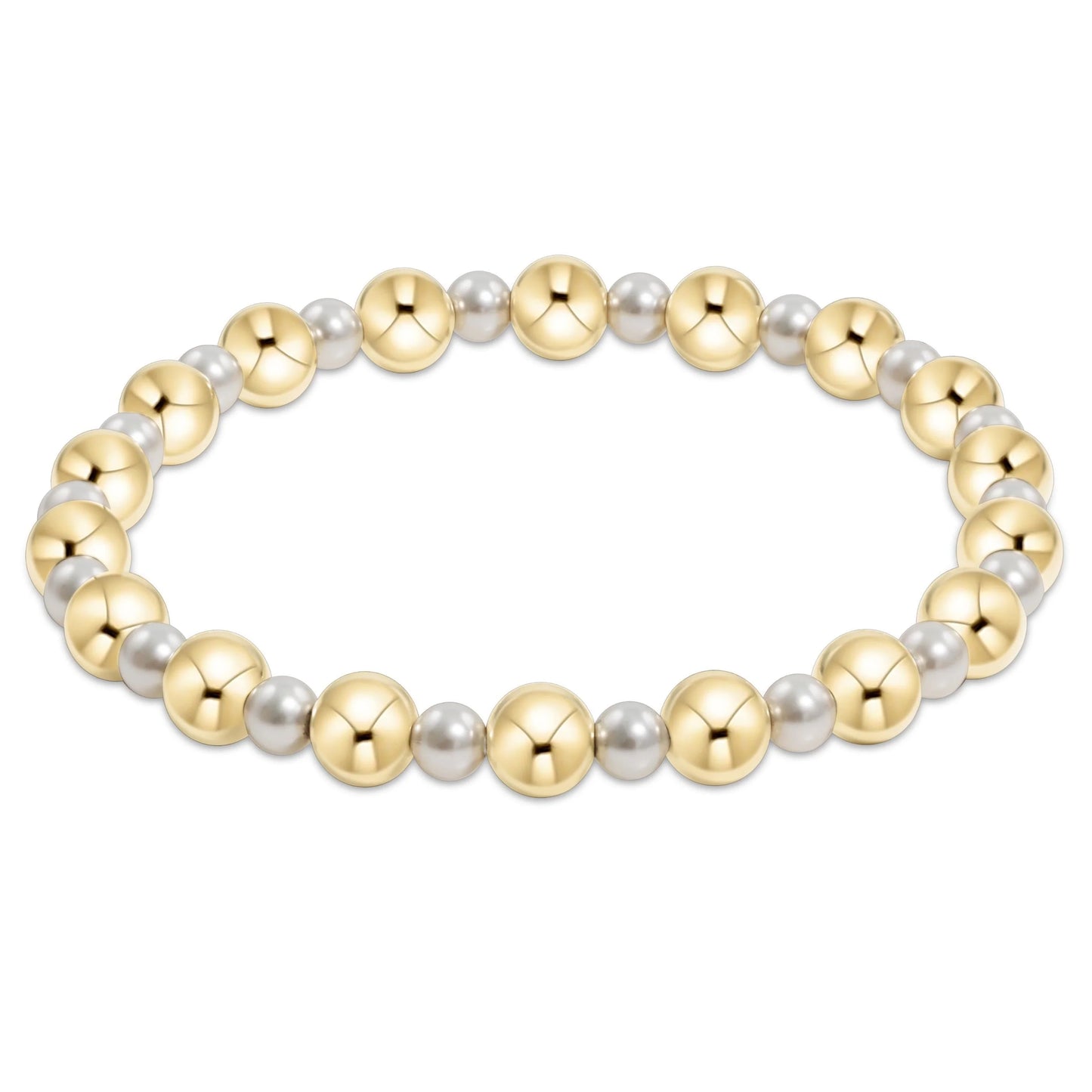 Enewton - Grateful Pattern 4mm Pearl Bead Bracelet - 6mm Gold