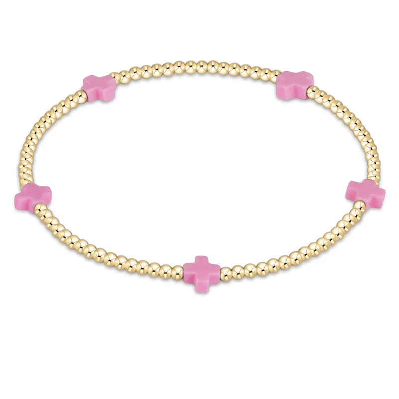 Enewton - EGirl Signature Cross Gold Small 2mm Bracelet - Bright Pink - Findlay Rowe Designs
