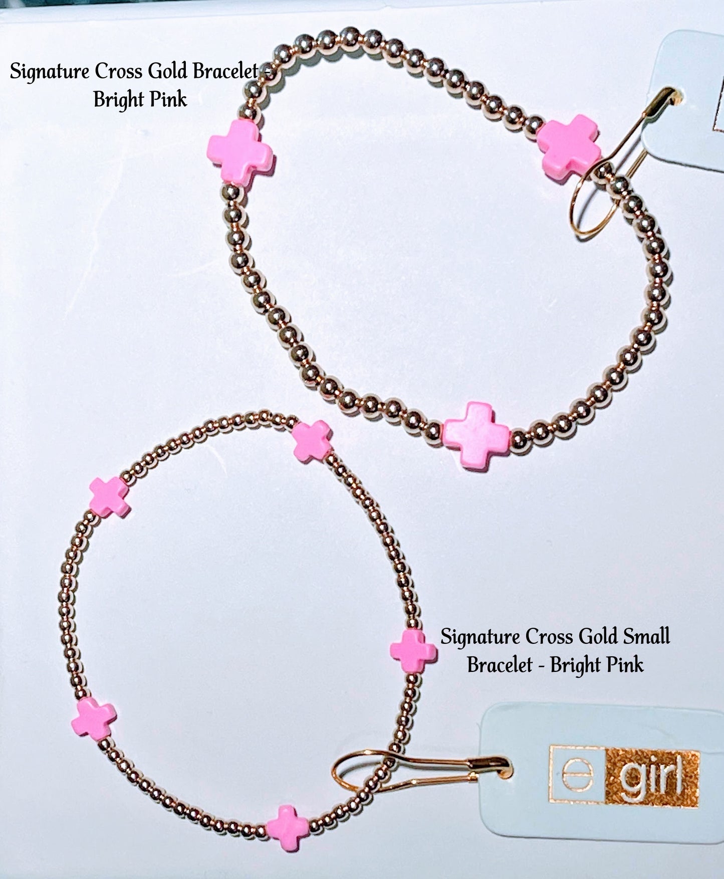 Enewton - EGirl Signature Cross Gold Small 2mm Bracelet - Bright Pink - Findlay Rowe Designs