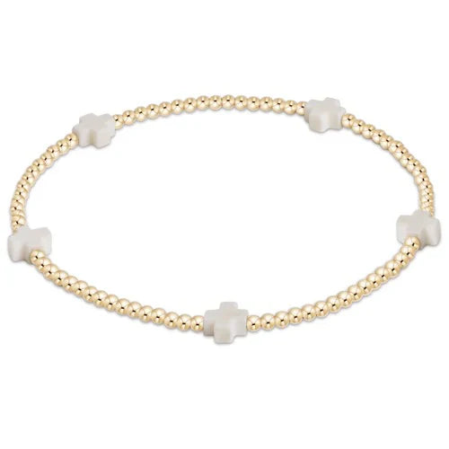 Enewton - Signature Cross Gold Small 2mm Bracelet - Off White - Findlay Rowe Designs