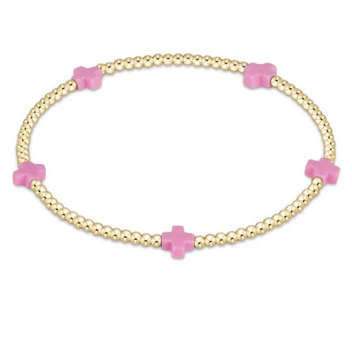 Enewton - Signature Cross Gold Small 2mm Bracelet - Bright Pink - Findlay Rowe Designs