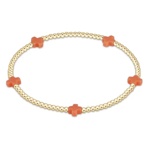 Enewton - Signature Cross Gold Small 2mm Bracelet - Coral - Findlay Rowe Designs