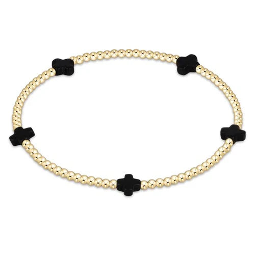 Enewton - Signature Cross Gold Small 2mm Bracelet - Onyx - Findlay Rowe Designs