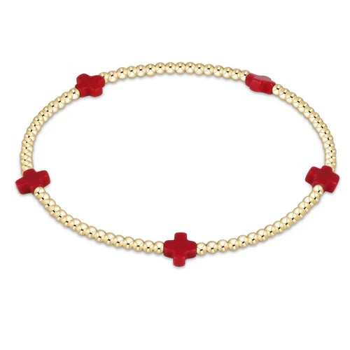 Enewton - Signature Cross Gold Small 2mm Bracelet - Red - Findlay Rowe Designs