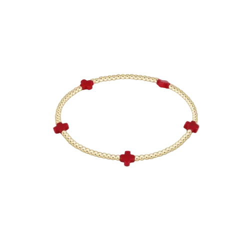 Enewton - Signature Cross Gold Small 2mm Bracelet - Red - Findlay Rowe Designs