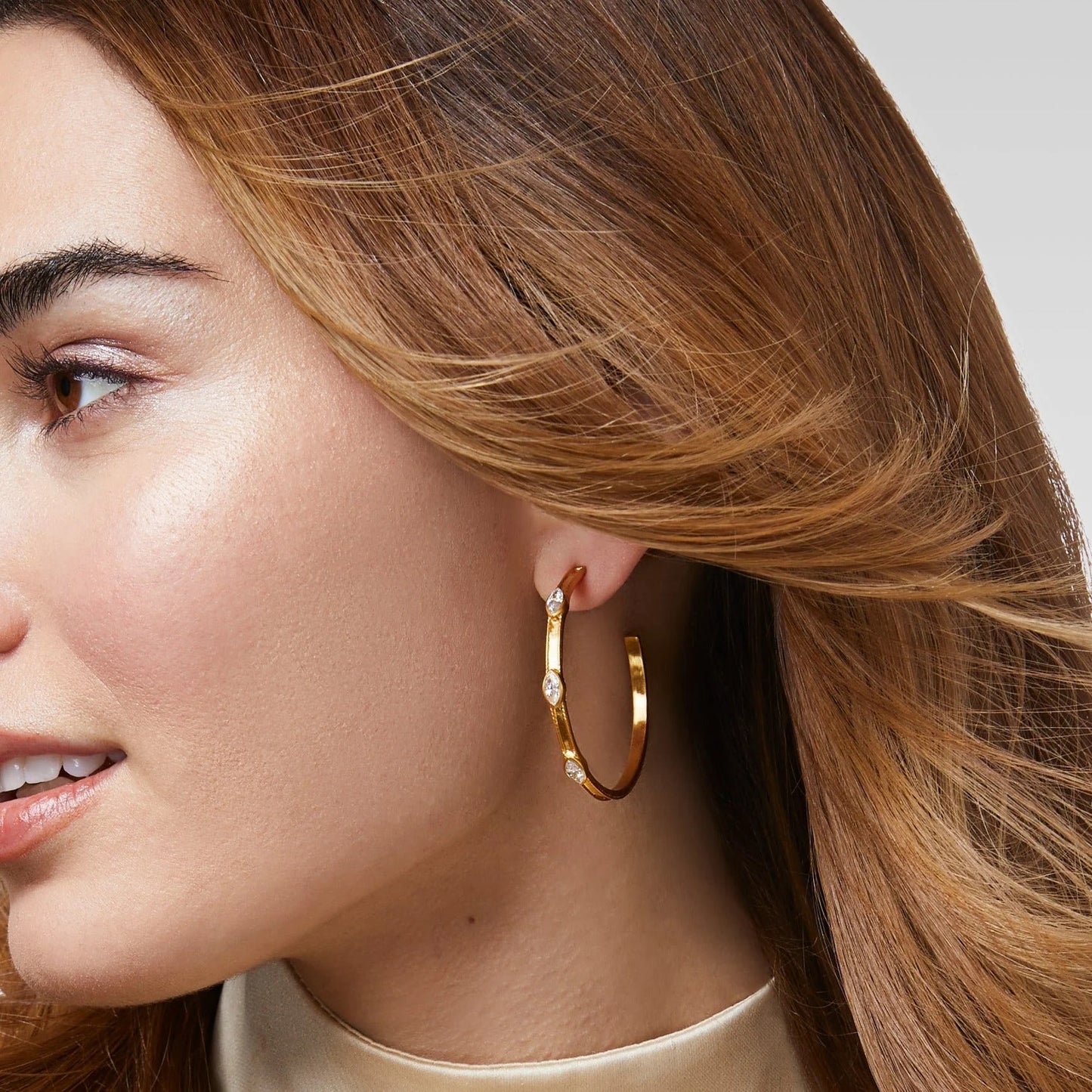 JULIE VOS - Monaco Hoop Medium Clear CZ - Findlay Rowe Designs