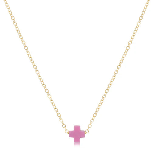 Enewton - Necklace Gold - Signature Cross Small - Bright Pink - Findlay Rowe Designs