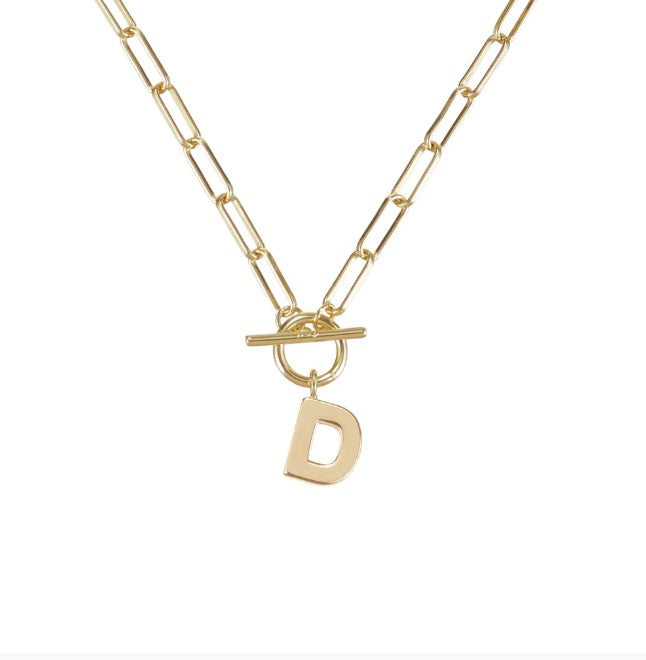 Natalie Wood - Toggle Initial Necklaces in Gold - Findlay Rowe Designs