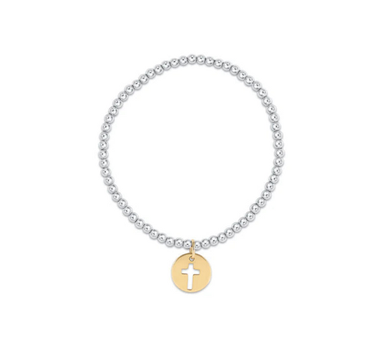 Enewton - Classic Sterling Mixed Metal 3mm Bead Bracelet - Blessed Gold Disc - Findlay Rowe Designs