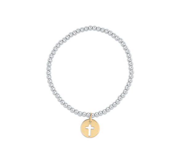 Enewton - Classic Sterling Mixed Metal 3mm Bead Bracelet - Blessed Gold Disc - Findlay Rowe Designs