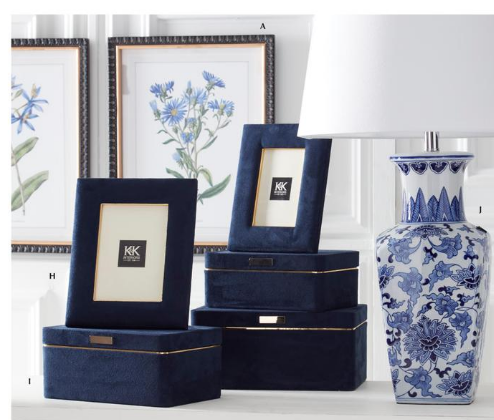 Frames - 4x6 or 5x7 - Navy Blue Suede & Gold