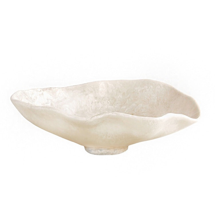 Beatriz Ball - Large Oval Bowl - Resin Alabaster White Swirl
