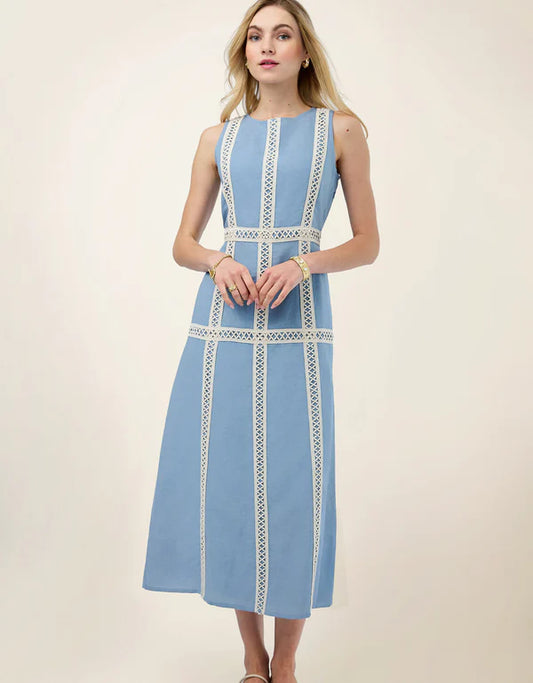 Spartina - Dress - Martina Midi - Lakeside Blue - Small - Findlay Rowe Designs