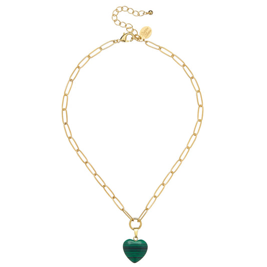 SUSAN SHAW - Audrey Heart Necklace - Malachite