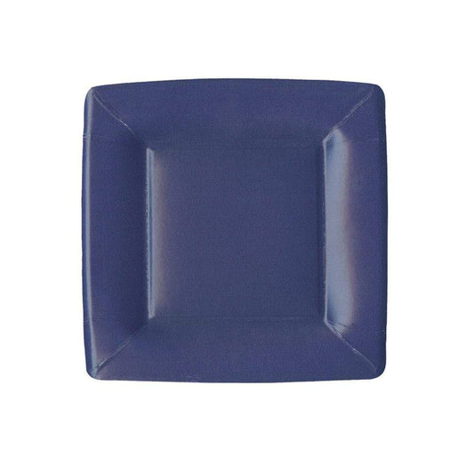 Caspari - Square Salad Dessert Plates - Grosgrain Border Navy - Findlay Rowe Designs