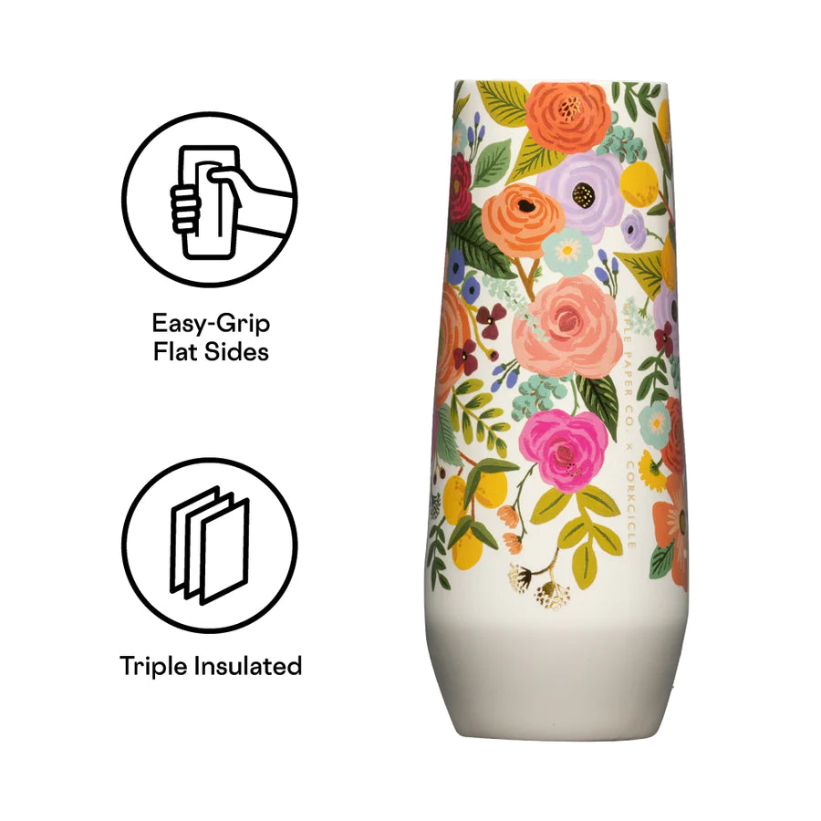 Corkcicle -  7oz Stemless  Flute - Rifle Paper Co. Garden Party - Findlay Rowe Designs