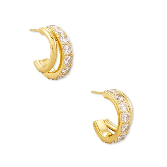 Kendra Scott - Livy Huggie Gold Earring - White Crystal - Findlay Rowe Designs