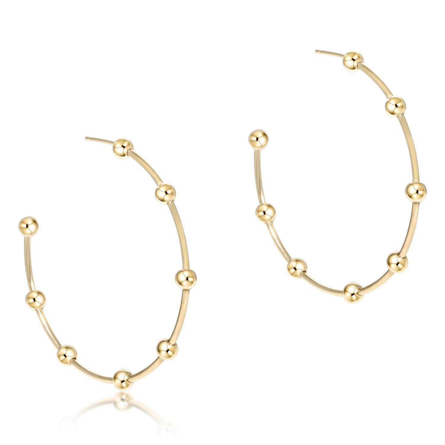 Beaded Simplicity 1.5" Post Hoop - 4mm Gold