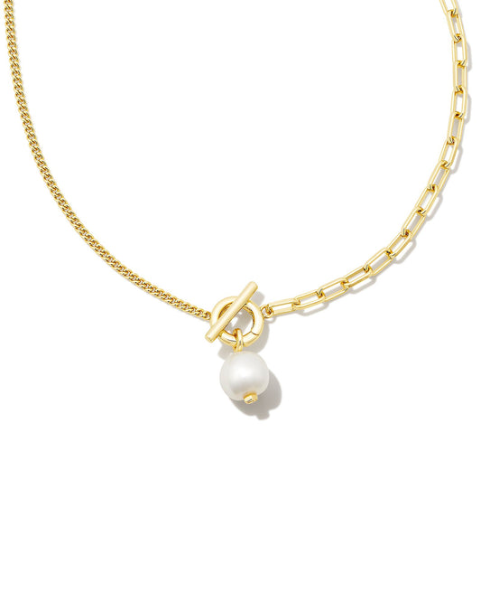 Kendra Scott - Necklace - Leighton Gold Pearl Chain - White Pearl - Findlay Rowe Designs