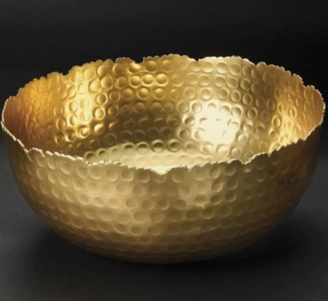 GILDED HAMMERED RUFFLE BOWL