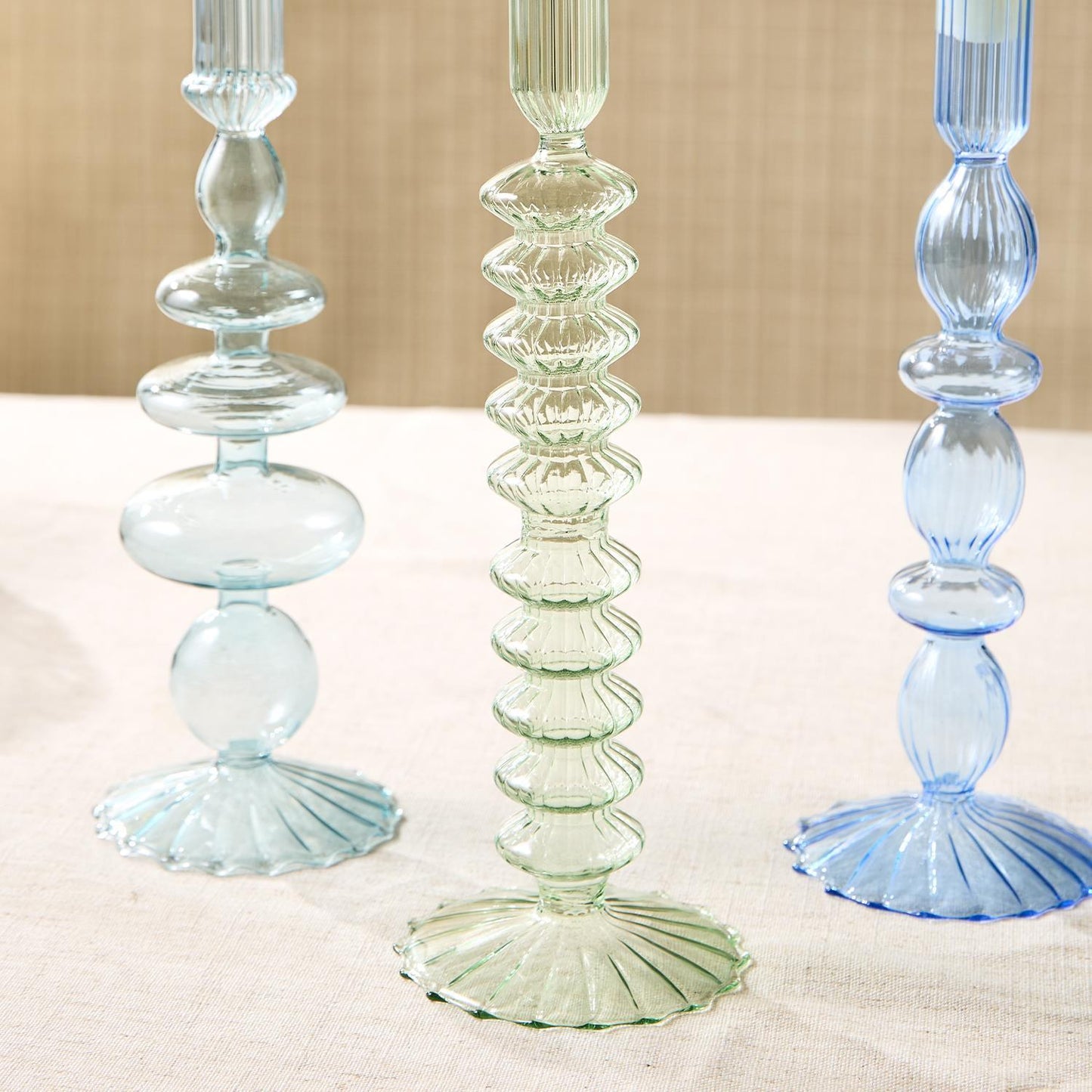 Candle - Glass Taper Candleholders - Shades of Blue - Findlay Rowe Designs