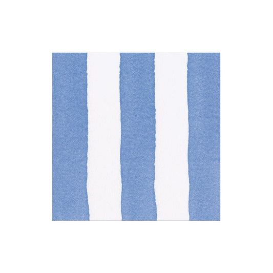 Caspari - Cocktail Napkin - Cafe Stripe Blue Paper Linen - Findlay Rowe Designs