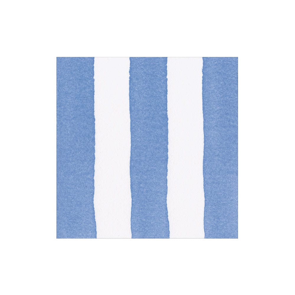 Caspari - Cocktail Napkin - Cafe Stripe Blue Paper Linen - Findlay Rowe Designs