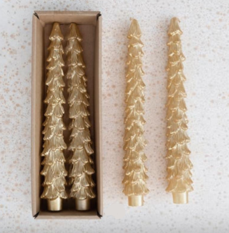 Candle - Tree Shaped Taper - 10in Gold Set of 2 - Findlay Rowe Designs