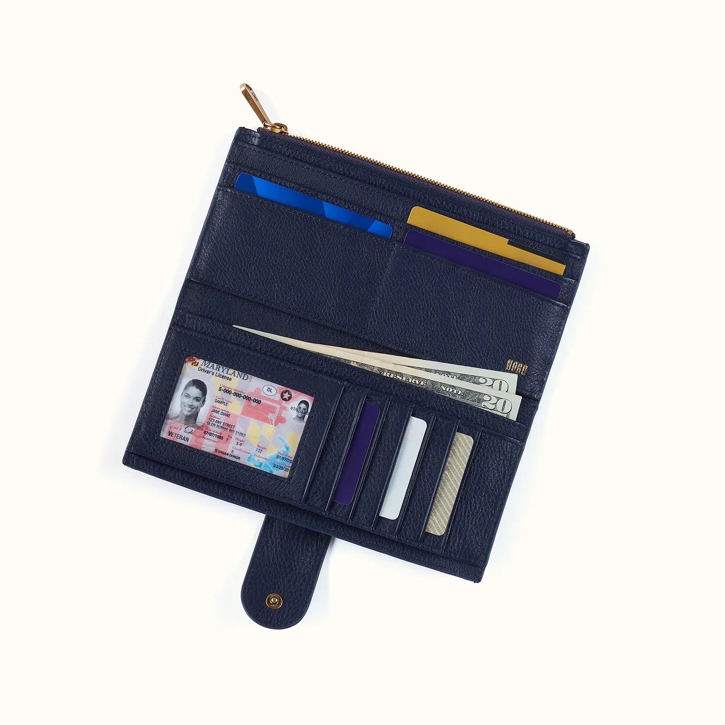 Hobo - Dunn Continental Wallet - Pebbled Leather - Ink Navy