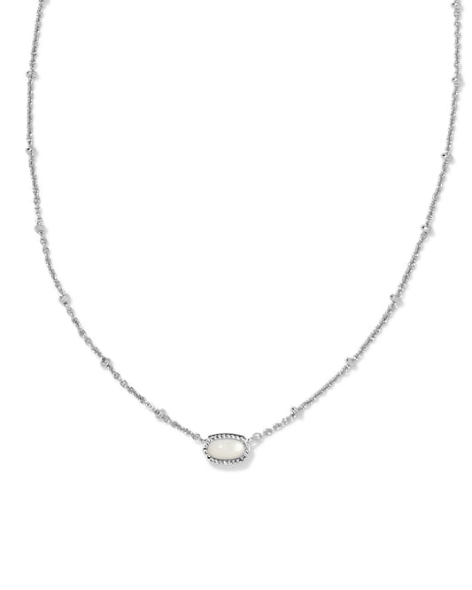 Kendra Scott - Mini Elisa Satellite Short Pendant Necklace Silver Ivory Mother Of Pearl - Findlay Rowe Designs