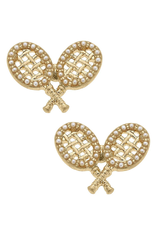 Canvas - Earrings - Stud - Double Tennis Racket - Findlay Rowe Designs