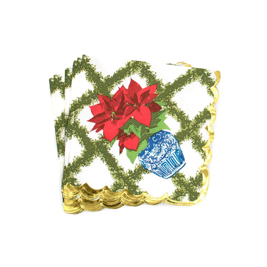 Cocktail Napkins - Poinsettia Trellis