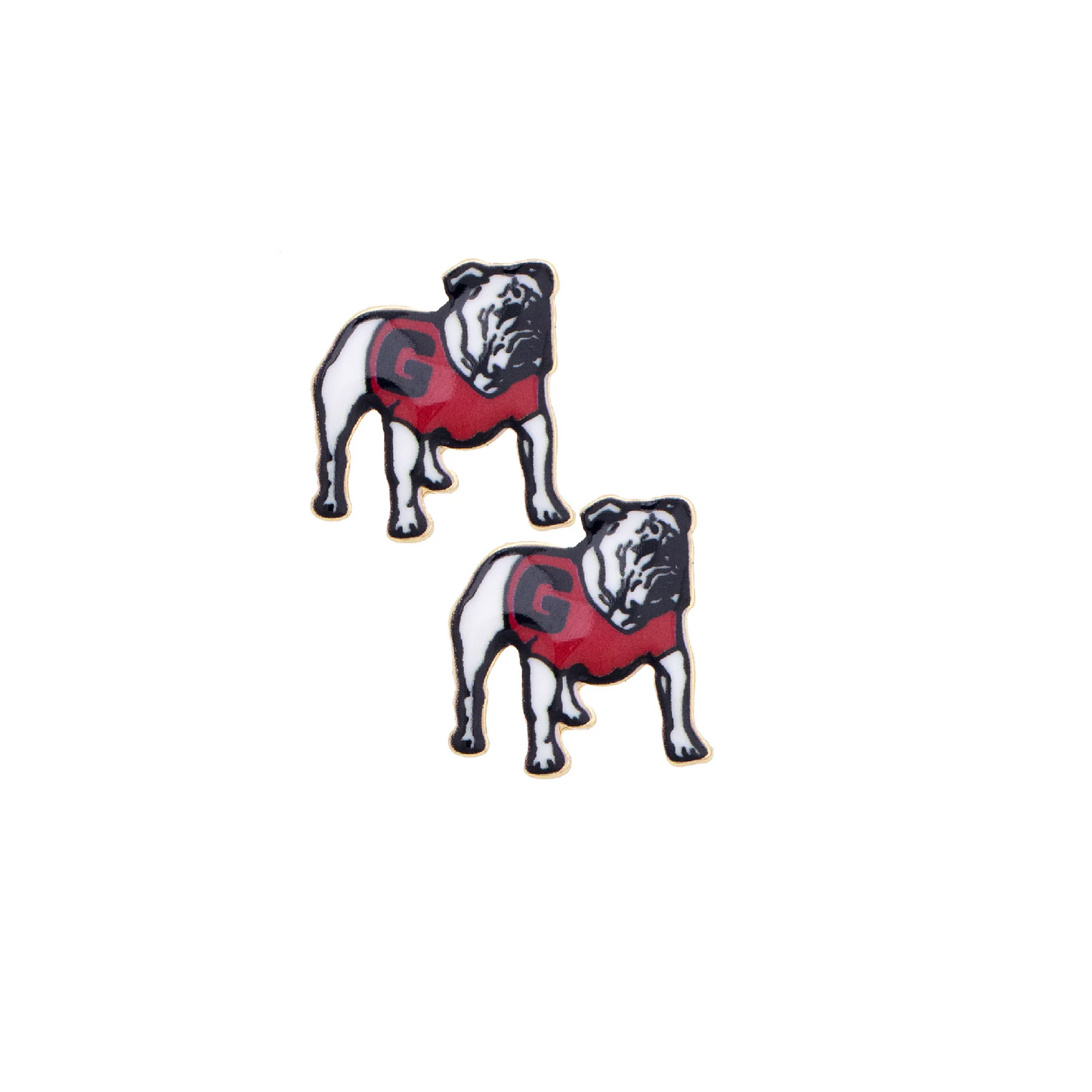 Canvas - Earring - Enamel Stud Standing Bulldog - Georgia Bulldogs - Findlay Rowe Designs