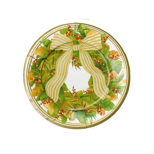 Caspari - Salad & Dessert Plates - Magnolia Wreath